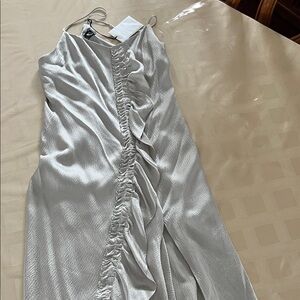 Maiyet Elegant Silver Ruched Dress